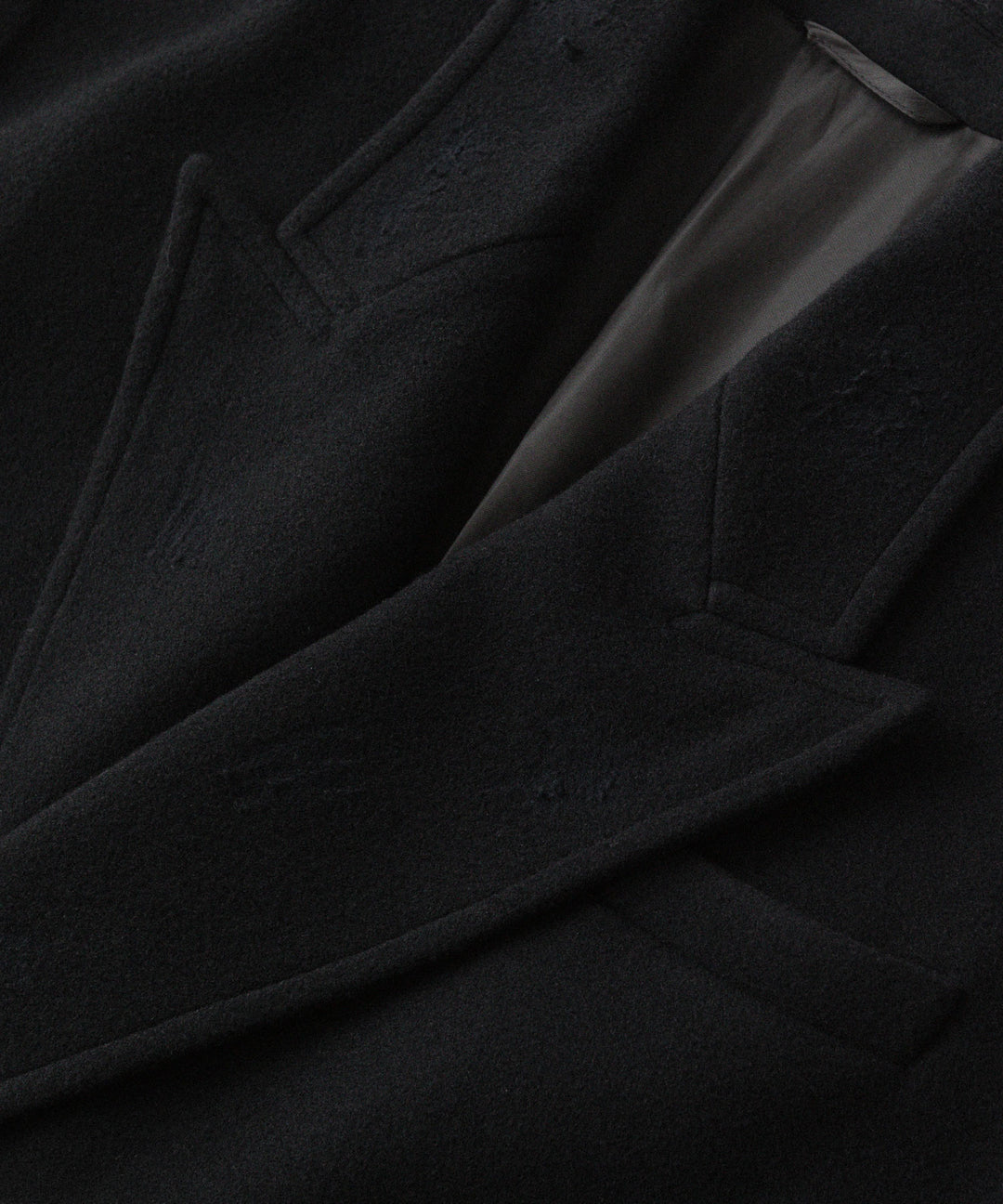 【CODA】BLACK WOOL CUT OUT DISTRESSED DORIAN COAT - BLACK