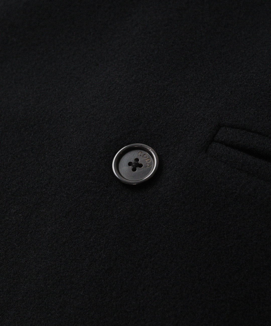 【CODA】BLACK WOOL CUT OUT DISTRESSED DORIAN COAT - BLACK