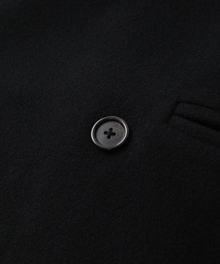 【CODA】BLACK WOOL CUT OUT DISTRESSED DORIAN COAT - BLACK