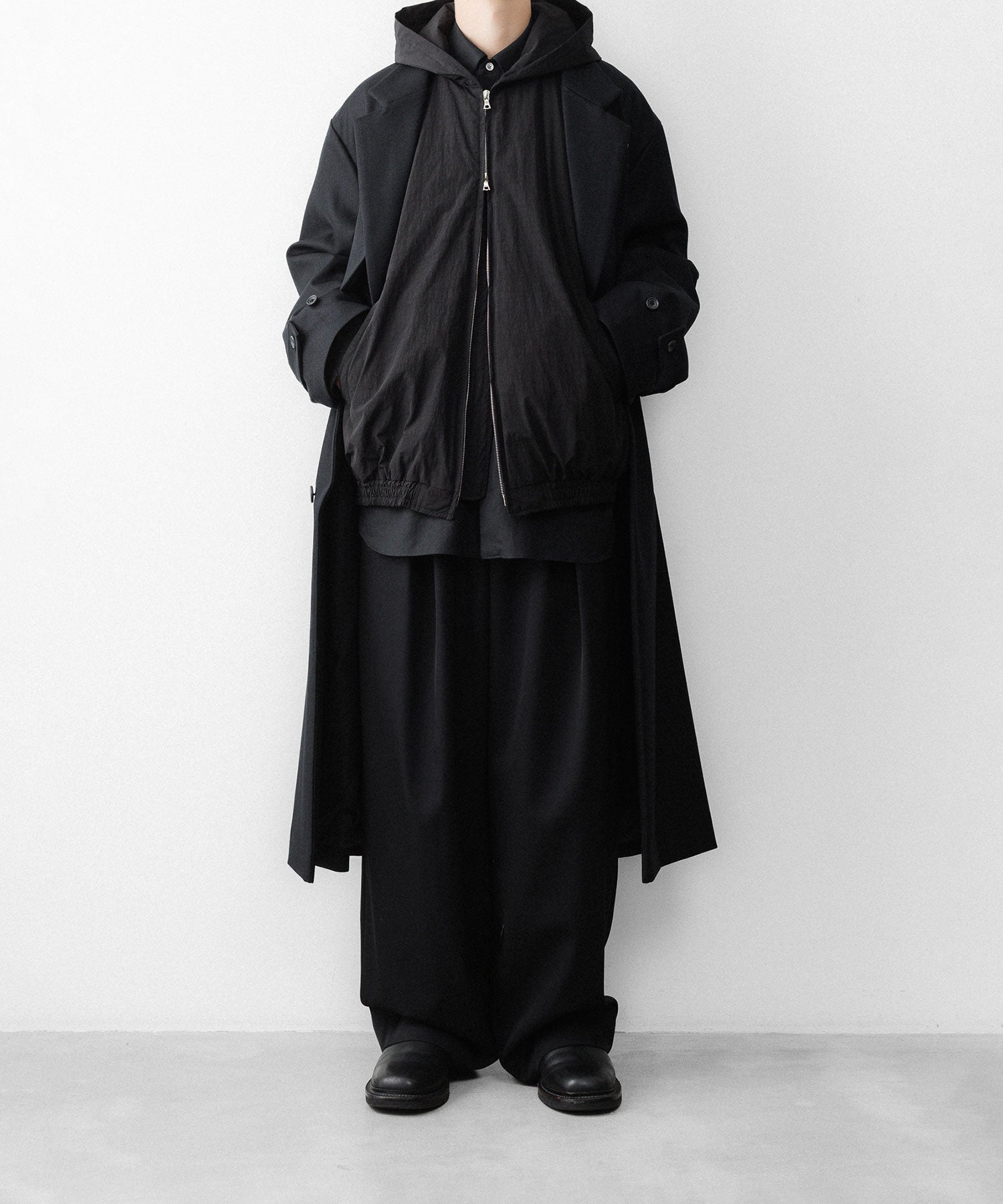 Houston上下ブーニーハットセットアップ ブラック 黒 ssstein / シュタイン】WINDPROOF NYLON PADDED HOOD JACKET - BLACK