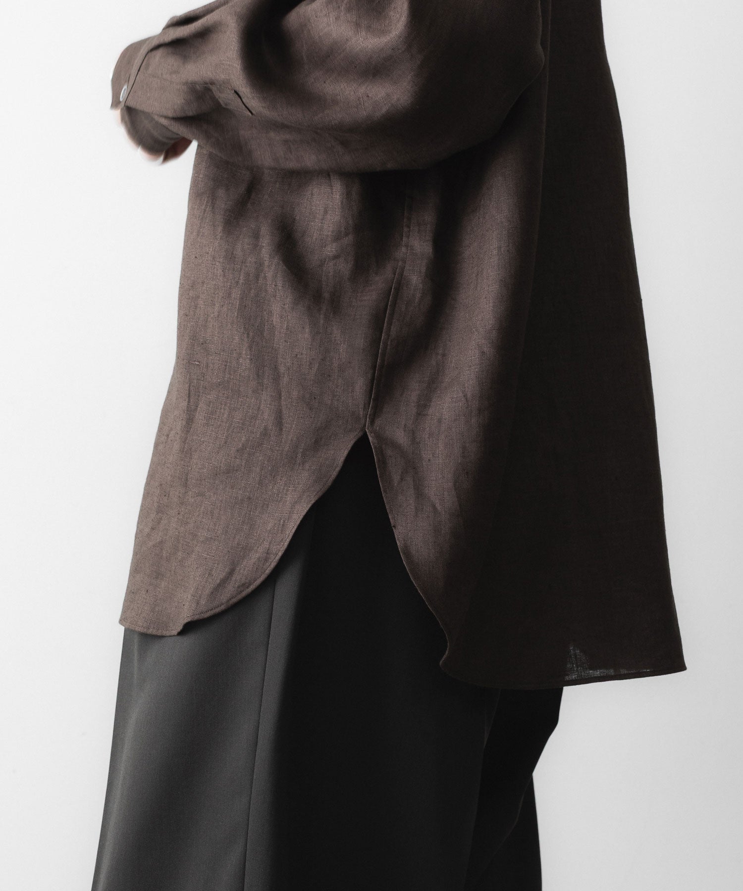 ssstein / シュタイン】LIGHT LINEN OVERSIZED LS SHIRT - BROWN