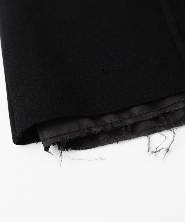 【CODA】BLACK WOOL CUT OUT DISTRESSED DORIAN COAT - BLACK