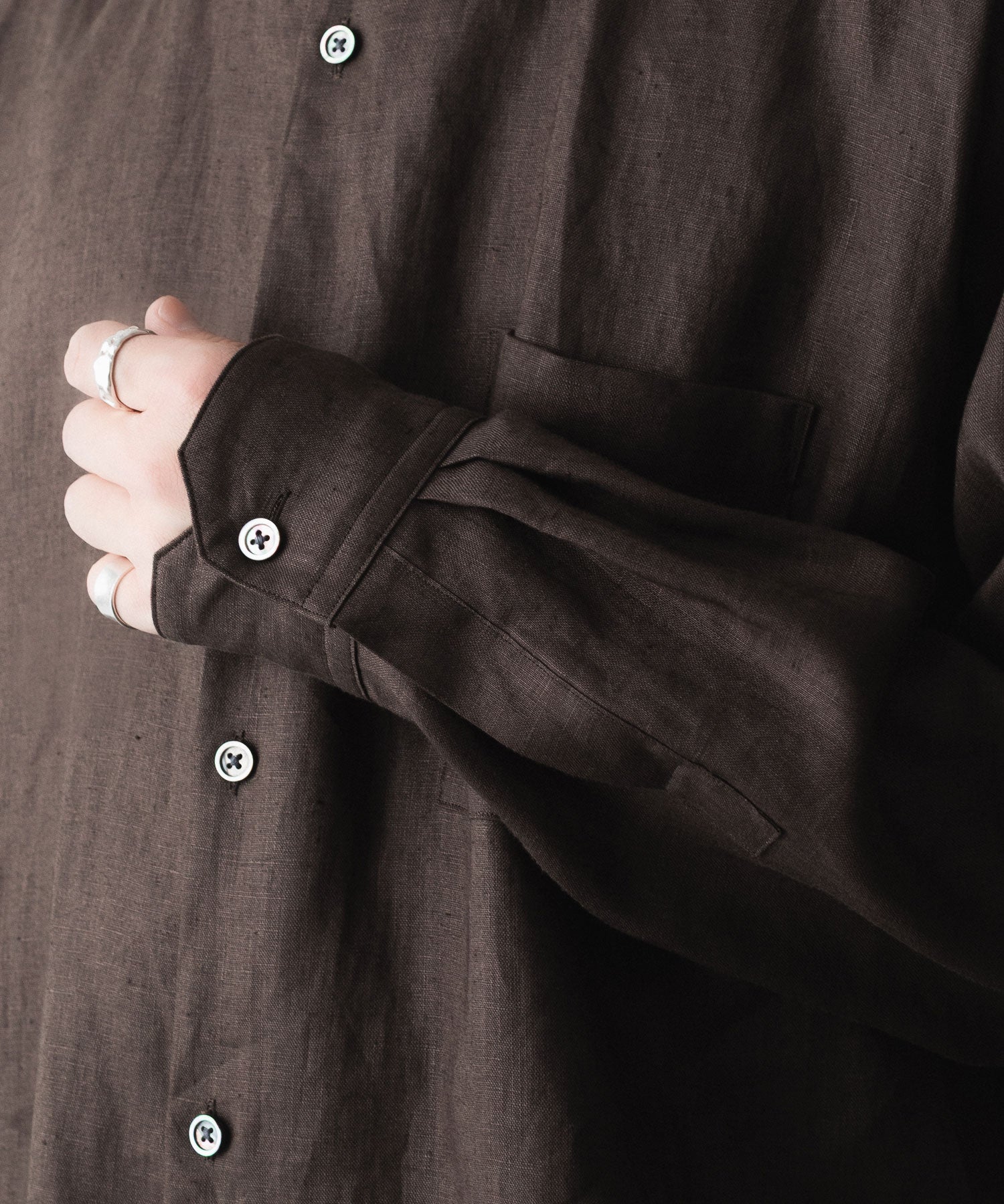 ssstein / シュタイン】LIGHT LINEN OVERSIZED LS SHIRT - BROWN