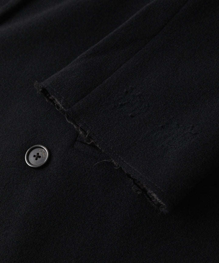 【CODA】BLACK WOOL CUT OUT DISTRESSED DORIAN COAT - BLACK