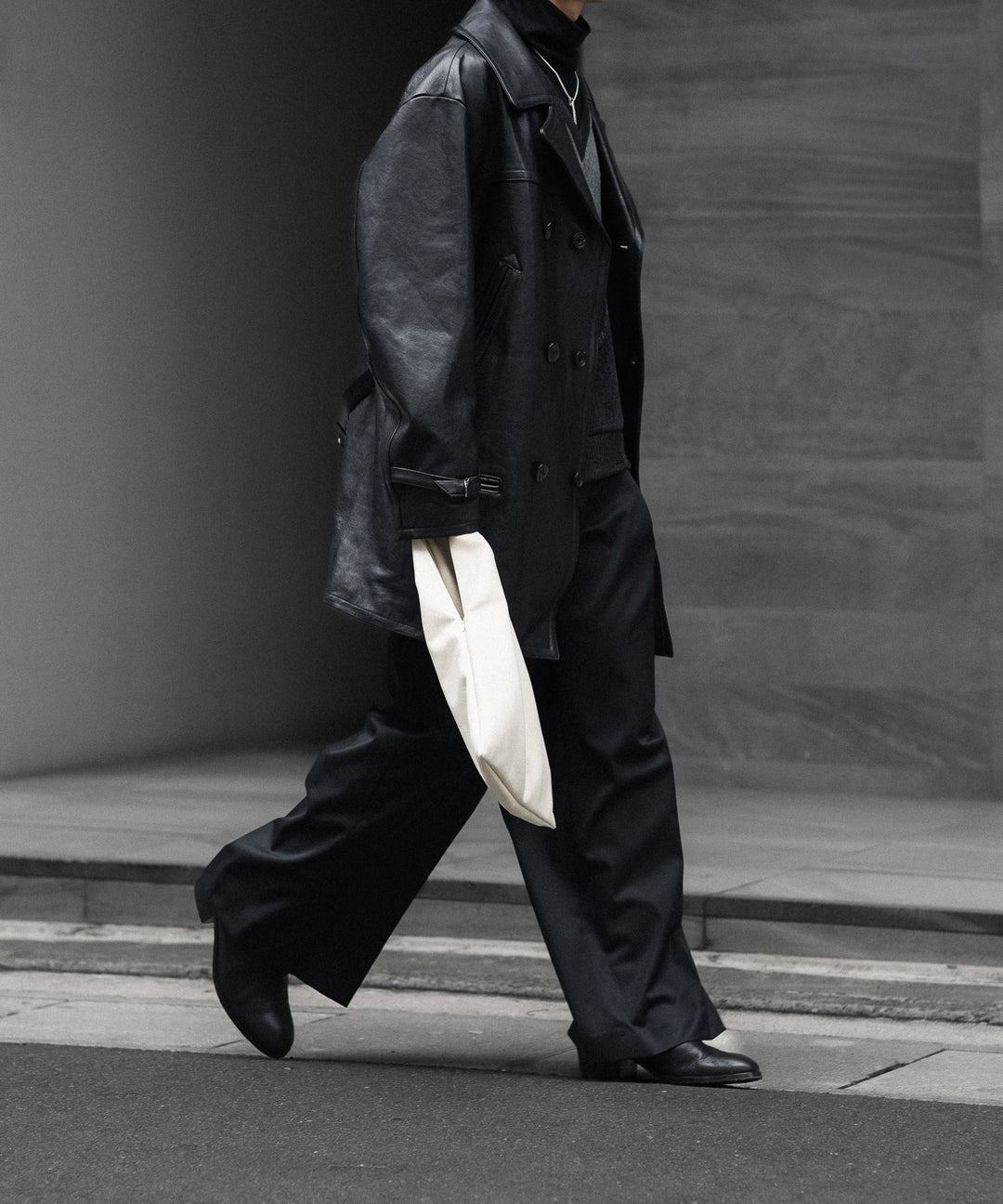 【SUBLATIONS】SUPER140 3TUCK BAGGY TROUSERS - BLACK