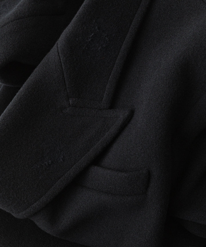 【CODA】BLACK WOOL CUT OUT DISTRESSED DORIAN COAT - BLACK