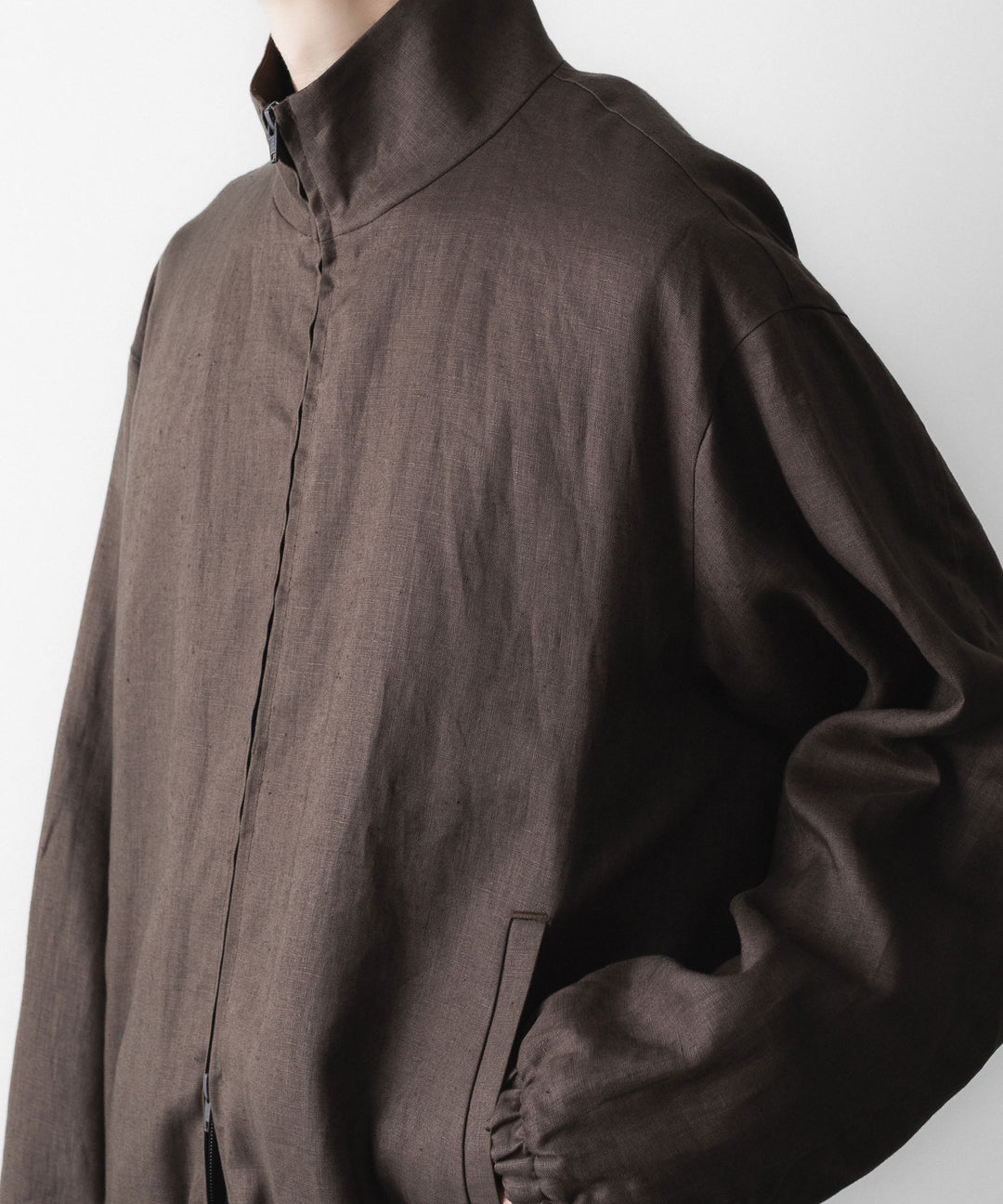 ssstein(シュタイン)の LIGHT LINEN SHIRRED LIGHT ZIP JACKET - BROWNの公式通販サイトsession福岡セレクトショップ