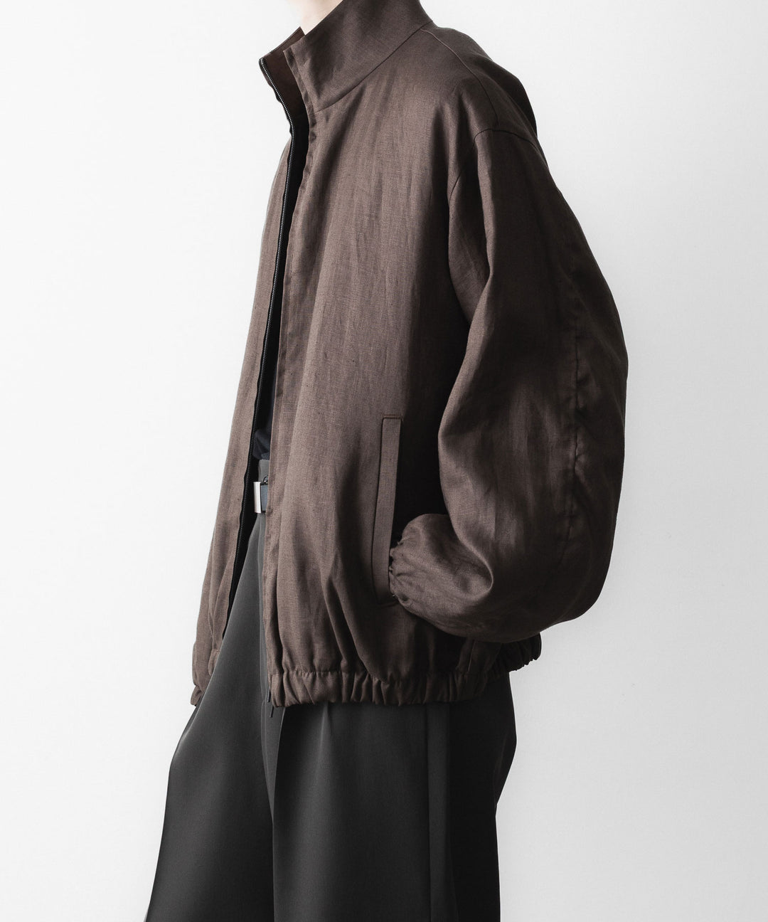 ssstein(シュタイン)の LIGHT LINEN SHIRRED LIGHT ZIP JACKET - BROWNの公式通販サイトsession福岡セレクトショップ