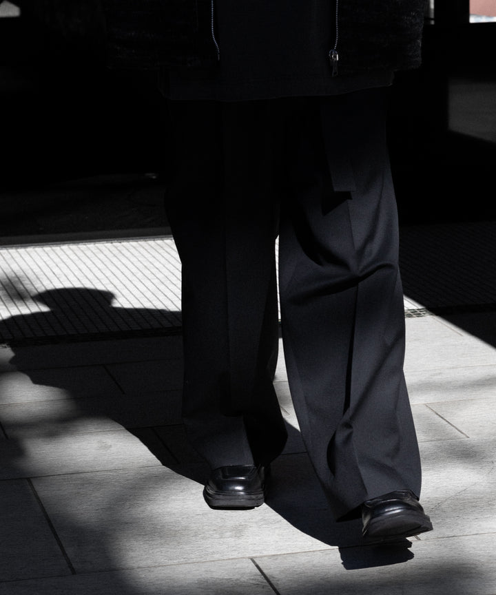 【ssstein】BELTED WIDE TROUSERS - BLACK