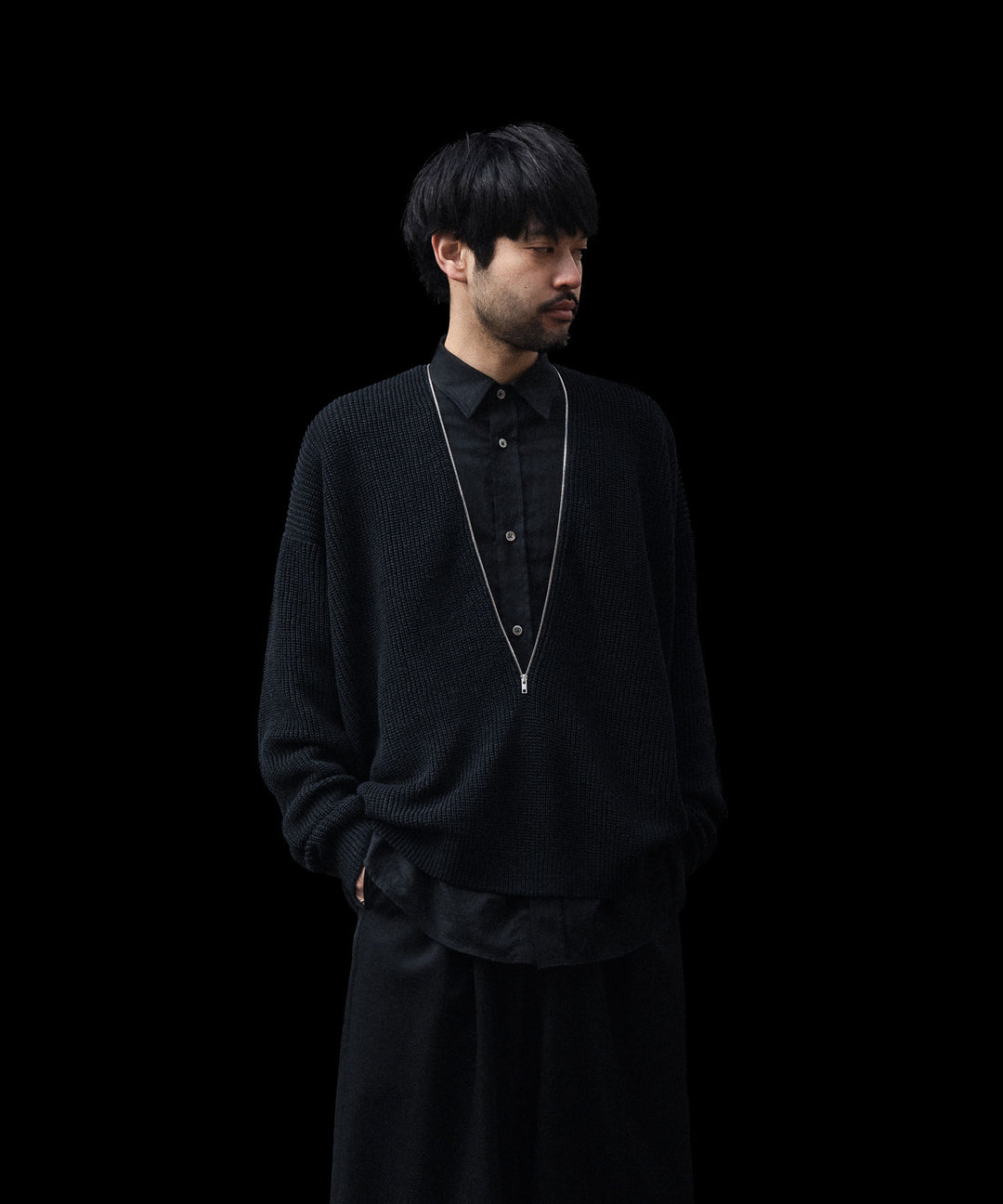 ssstein(シュタイン)のCOTTON SILK OVERSIZED PLACKET SHIRT - BLACKの公式通販サイトsession福岡セレクトショップ