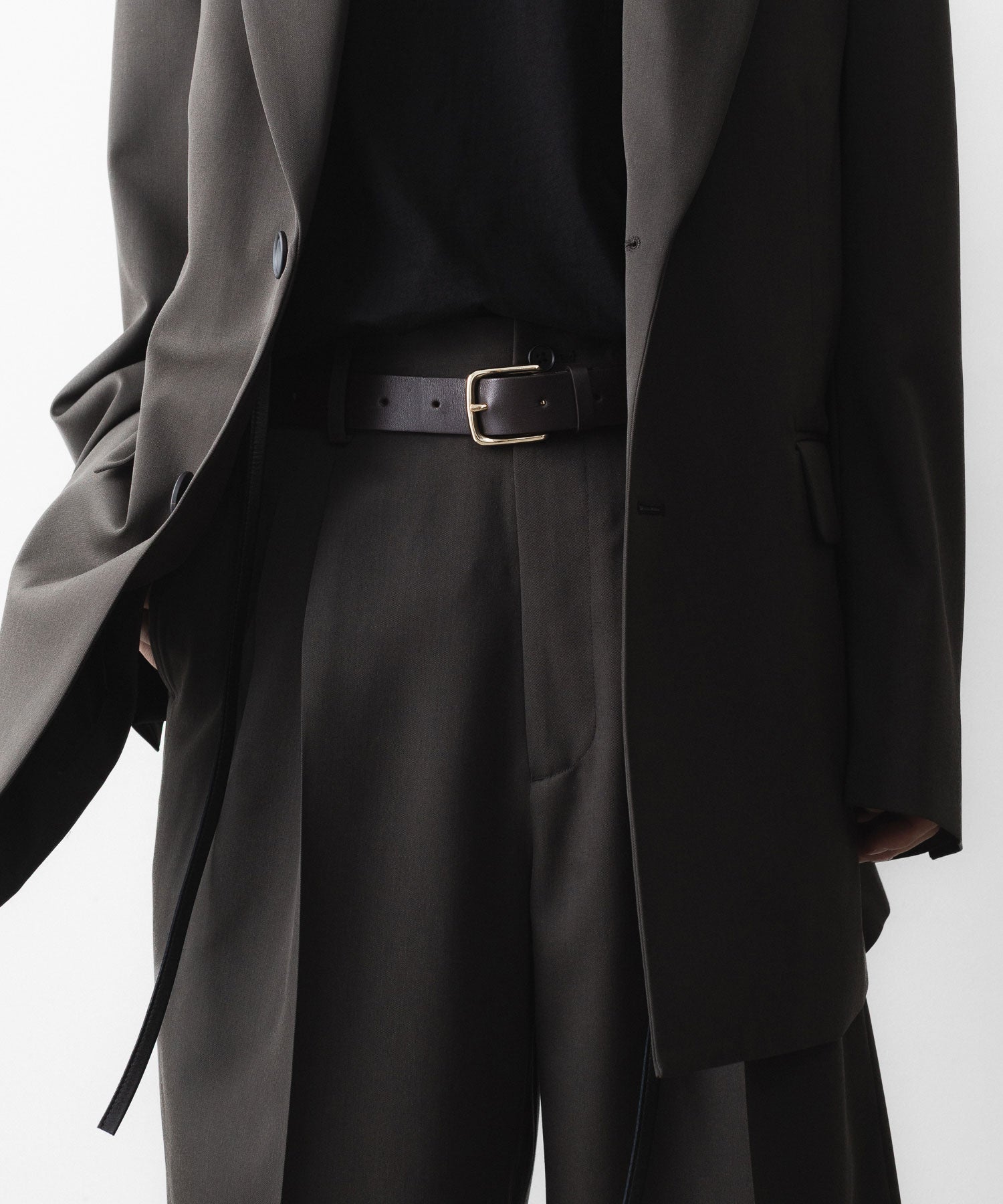 ssstein / シュタイン】CLASSIC LEATHER BELT (PINNED BUCKLE) - DARK