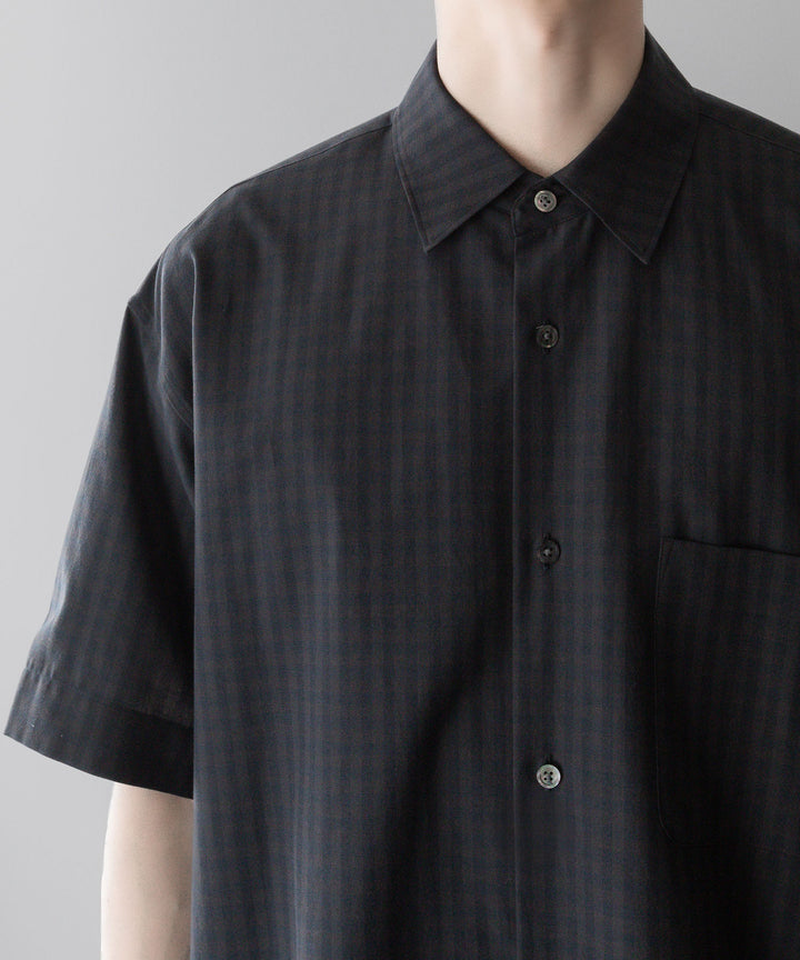 【stein】OVERSIZED SS SHIRT - GINGHAM( CHARCOAL )