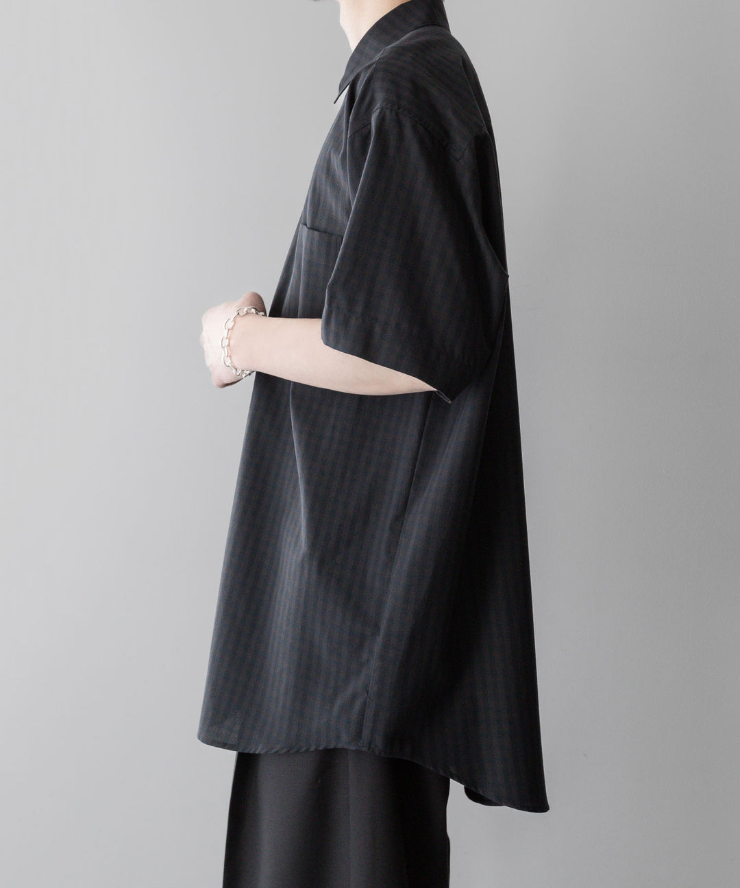 【stein】OVERSIZED SS SHIRT - GINGHAM( CHARCOAL )