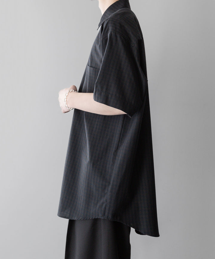 【stein】OVERSIZED SS SHIRT - GINGHAM( CHARCOAL )