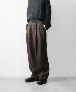 ssstein / シュタイン】LIGHT LINEN WIDE EASY TROUSERS - BROWN