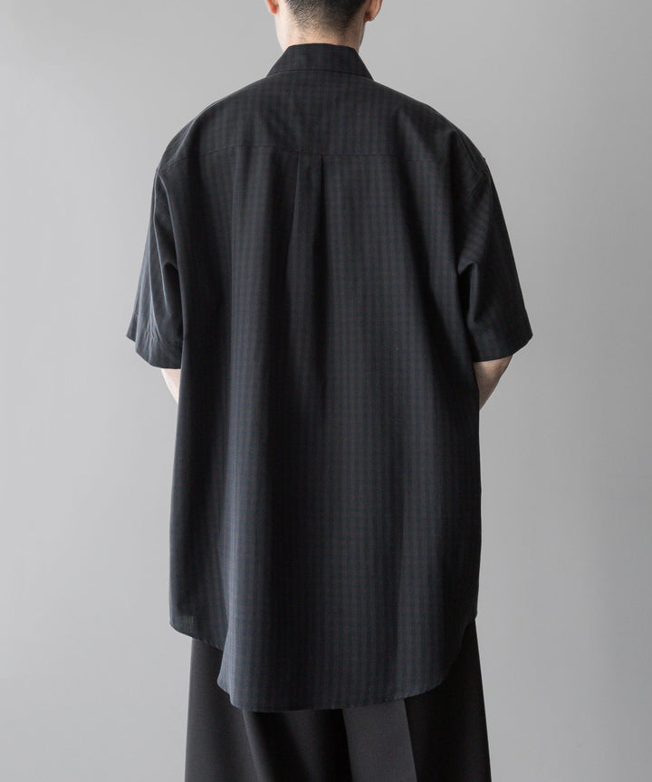 【stein】OVERSIZED SS SHIRT - GINGHAM( CHARCOAL )