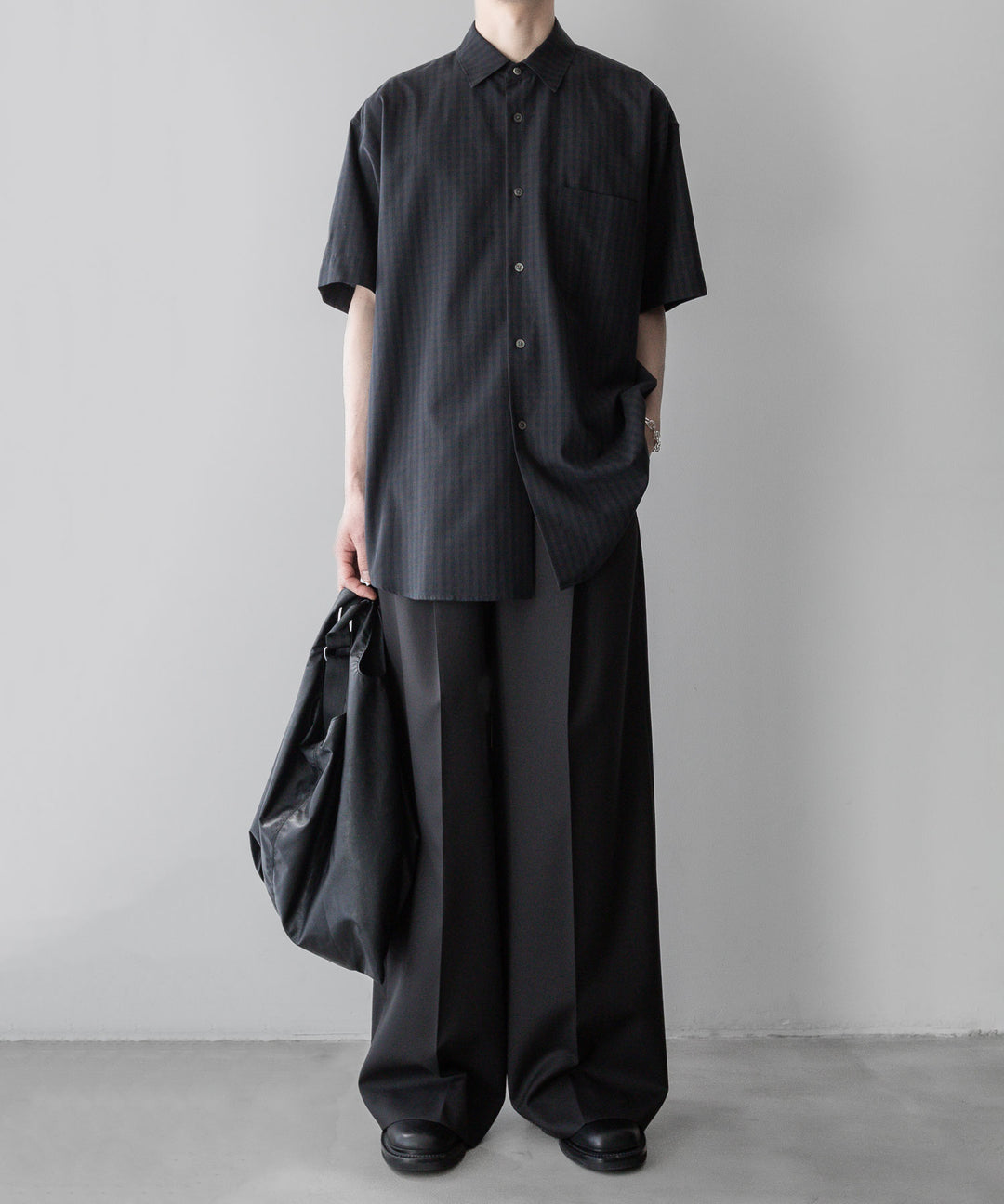 【stein】OVERSIZED SS SHIRT - GINGHAM( CHARCOAL )