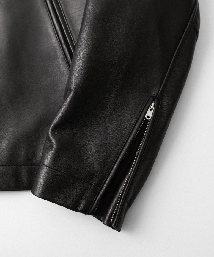 【ANTHEM A】BUFFALO CARF MINIMAL RIDING JACKET - BLACK