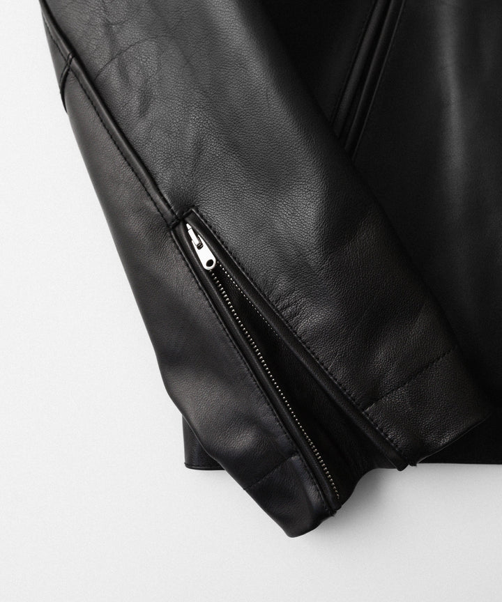 【ANTHEM A】BUFFALO CARF MINIMAL RIDING JACKET - BLACK