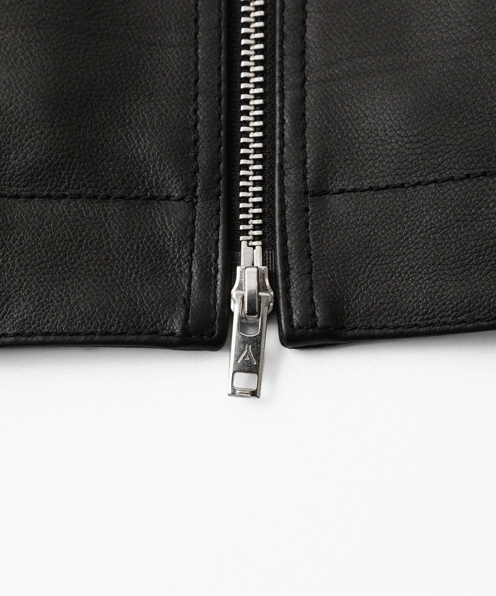 【ANTHEM A】BUFFALO CARF MINIMAL RIDING JACKET - BLACK