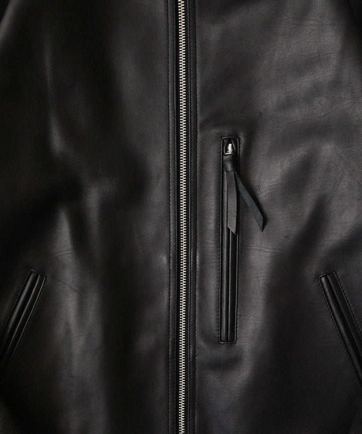 【ANTHEM A】BUFFALO CARF MINIMAL RIDING JACKET - BLACK