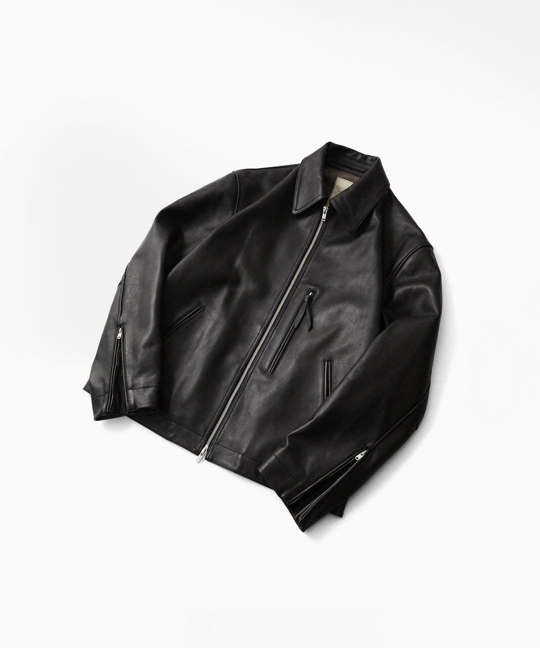【ANTHEM A】BUFFALO CARF MINIMAL RIDING JACKET - BLACK