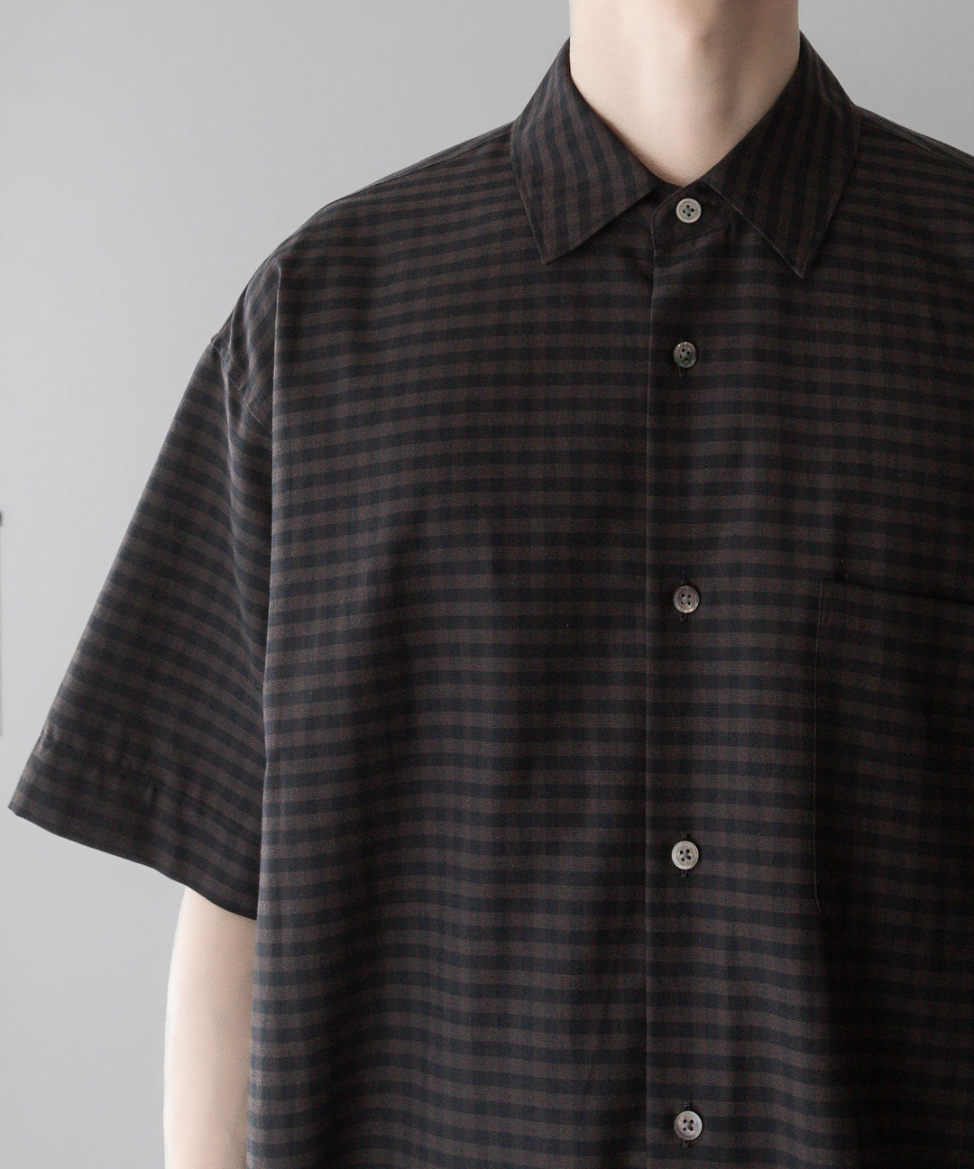 【ssstein】OVERSIZED SS SHIRT - GINGHAM( KHAKI )