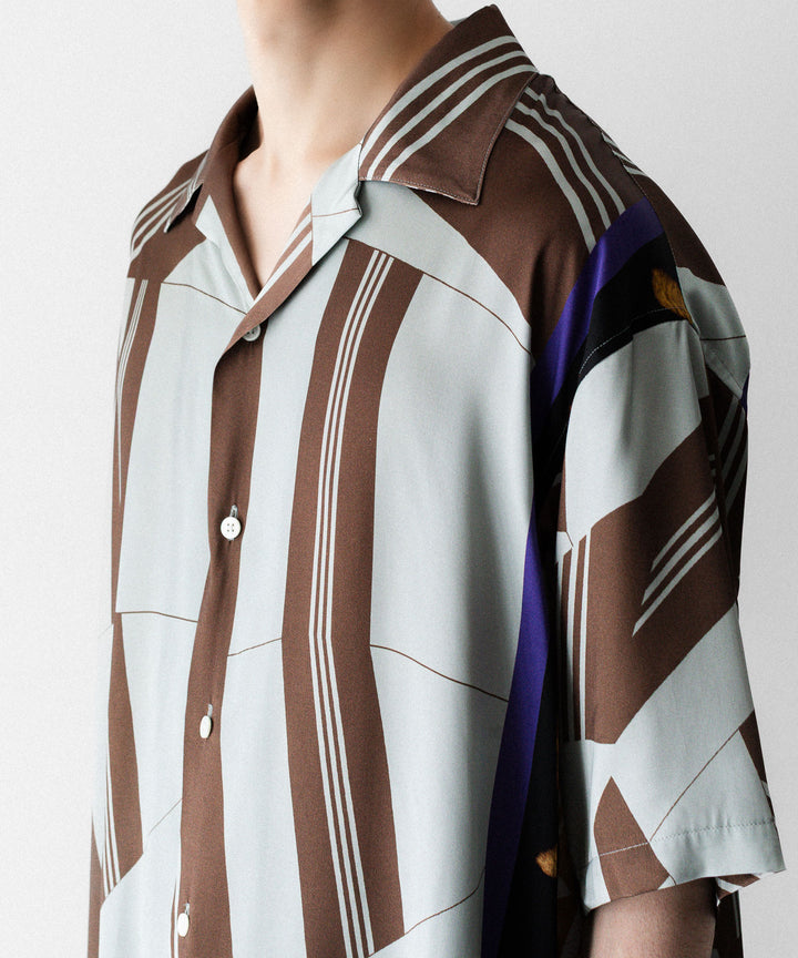 ANTHEM A-アンセムエーのCOLLAGE PRINTED OPEN COLLAR SHIRTのSAGE GREENの公式通販サイトsession福岡セレクトショップ