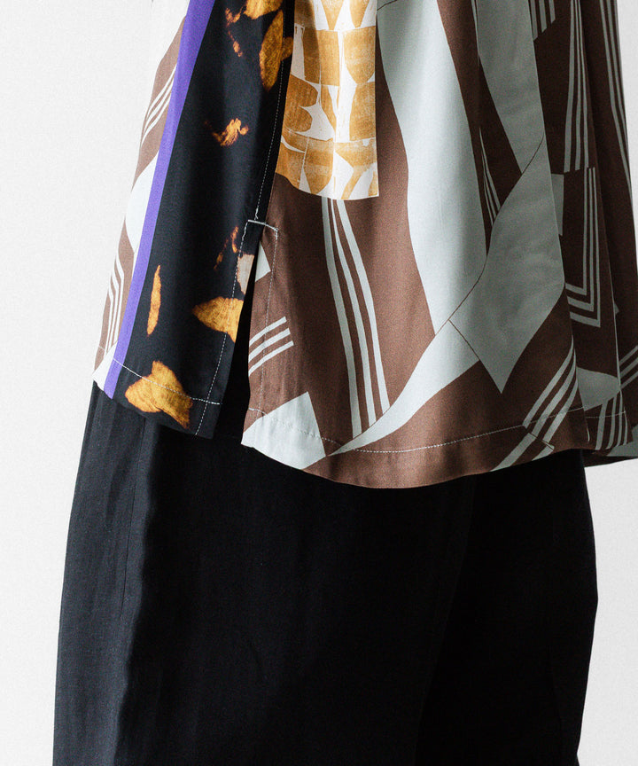 ANTHEM A-アンセムエーのCOLLAGE PRINTED OPEN COLLAR SHIRTのSAGE GREENの公式通販サイトsession福岡セレクトショップ