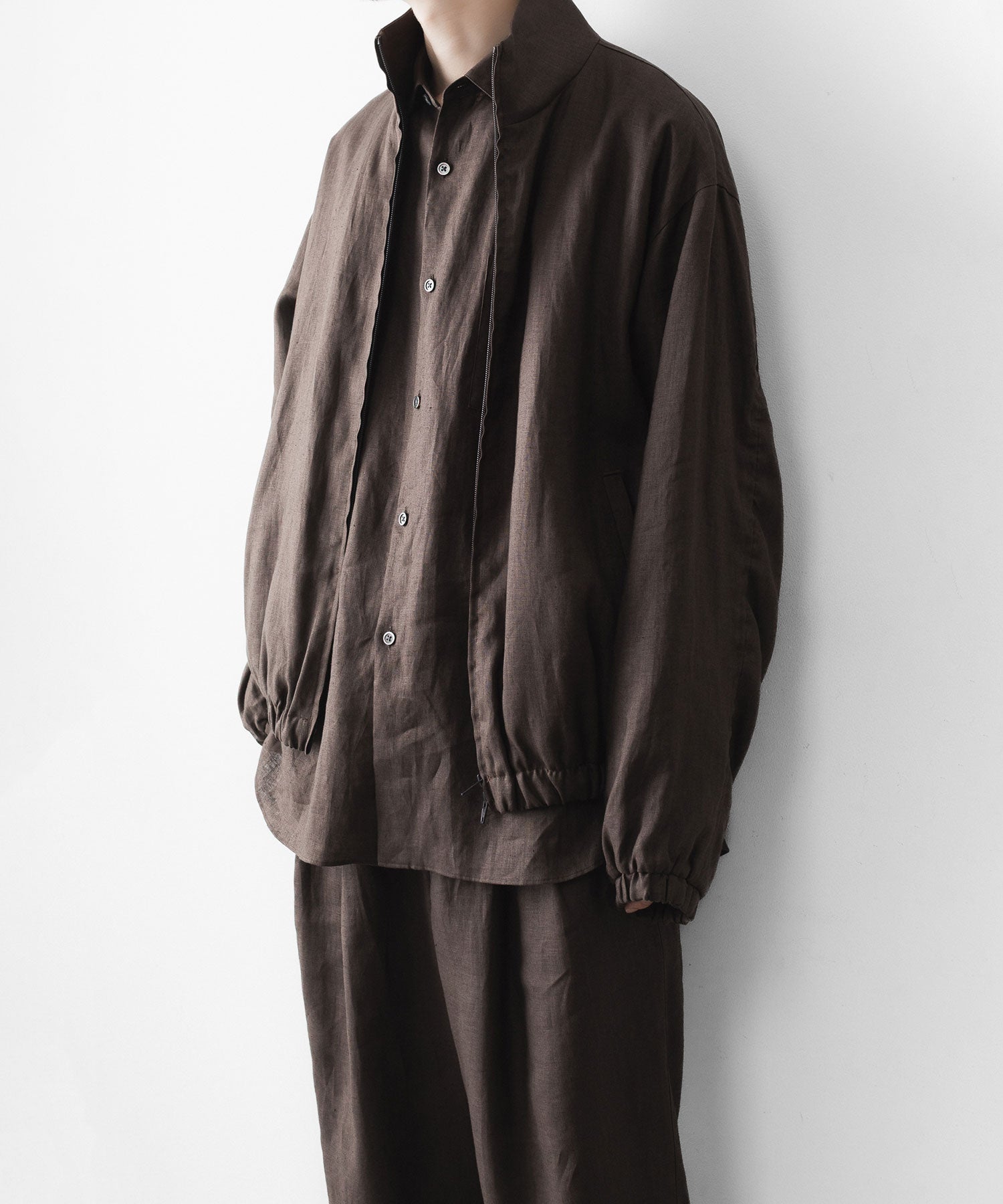 ssstein / シュタイン】LIGHT LINEN OVERSIZED LS SHIRT - BROWN