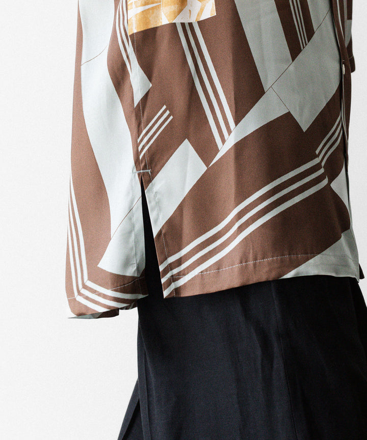ANTHEM A-アンセムエーのCOLLAGE PRINTED OPEN COLLAR SHIRTのSAGE GREENの公式通販サイトsession福岡セレクトショップ