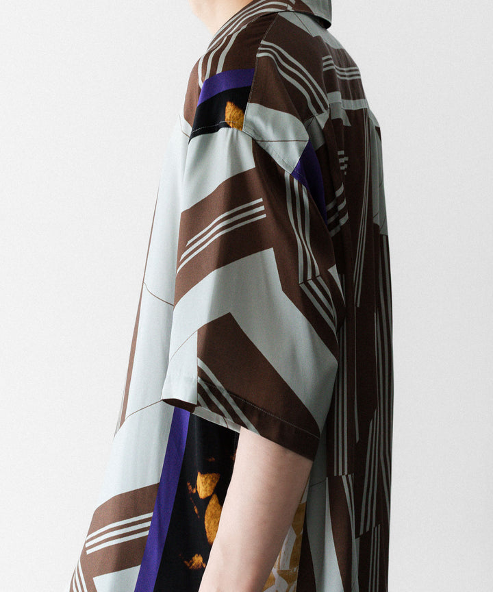 ANTHEM A-アンセムエーのCOLLAGE PRINTED OPEN COLLAR SHIRTのSAGE GREENの公式通販サイトsession福岡セレクトショップ