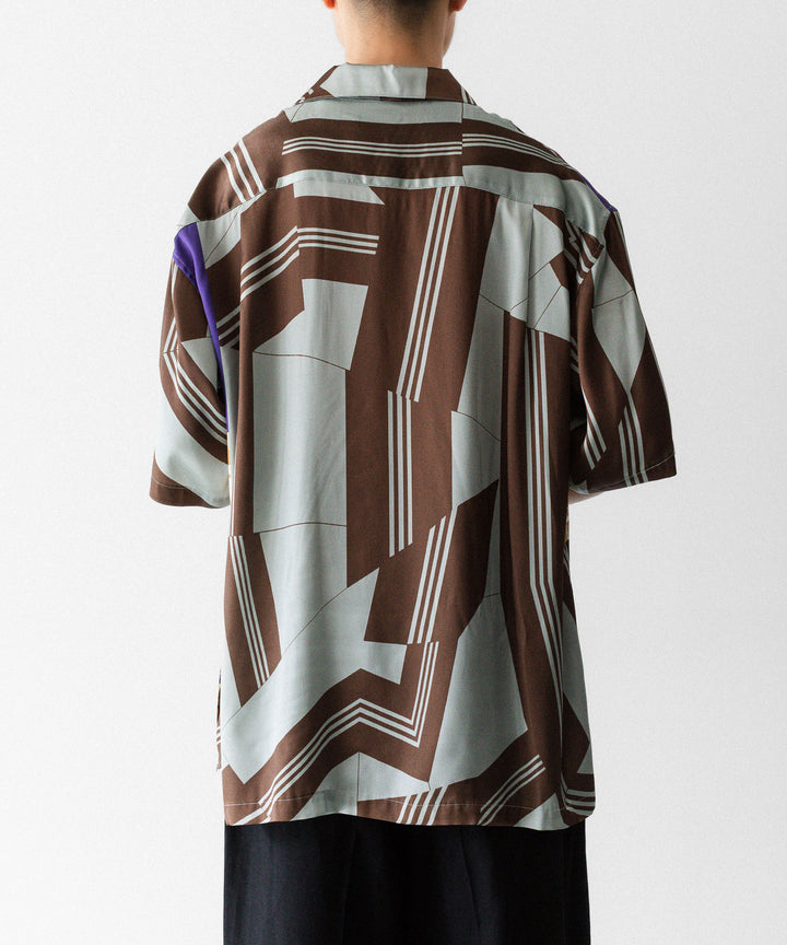 ANTHEM A-アンセムエーのCOLLAGE PRINTED OPEN COLLAR SHIRTのSAGE GREENの公式通販サイトsession福岡セレクトショップ