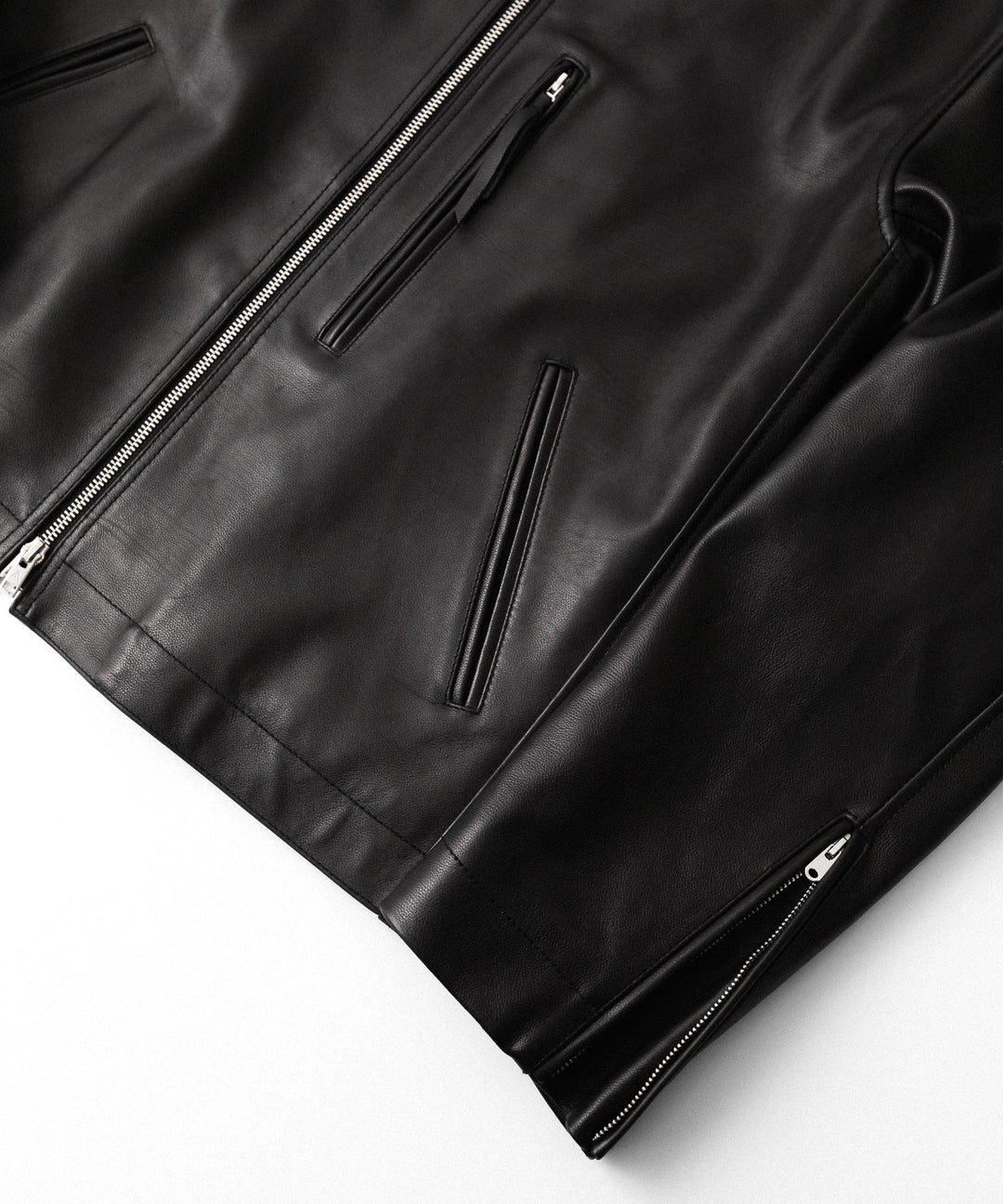 【ANTHEM A】BUFFALO CARF MINIMAL RIDING JACKET - BLACK