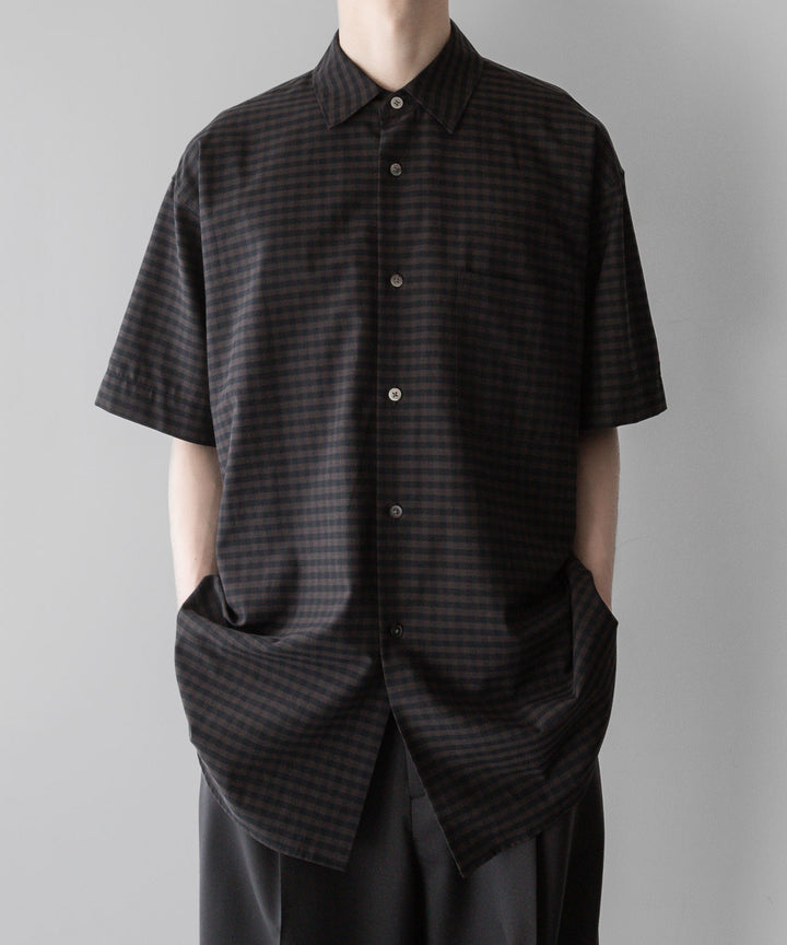 【ssstein】OVERSIZED SS SHIRT - GINGHAM( KHAKI )