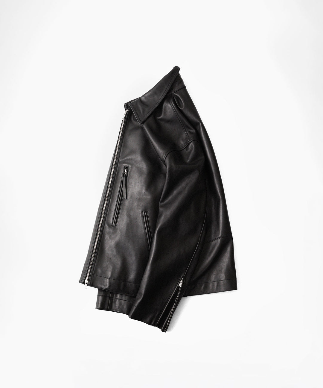 【ANTHEM A】BUFFALO CARF MINIMAL RIDING JACKET - BLACK