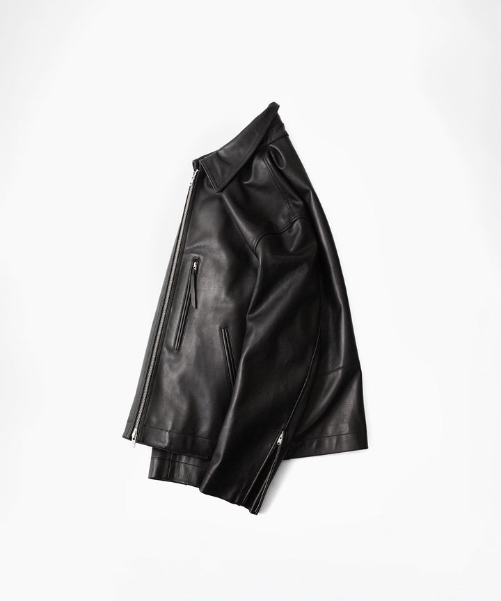 【ANTHEM A】BUFFALO CARF MINIMAL RIDING JACKET - BLACK