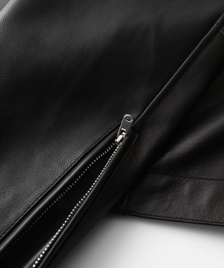 【ANTHEM A】BUFFALO CARF MINIMAL RIDING JACKET - BLACK