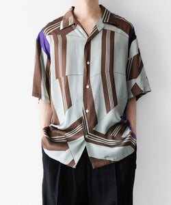 【ANTHEM A】シャツ2026ss ANTHEM A / アンセムエー】COLLAGE PRINTED OPEN COLLAR SHIRT - SAGE