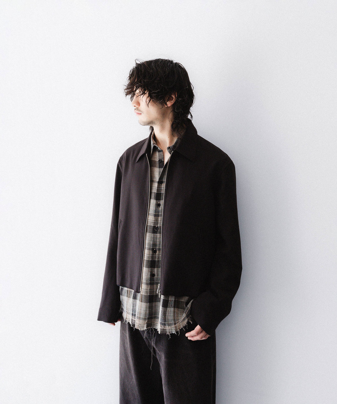 【CODA】BROWN WOOL TILT ZIP JACKET - BROWN