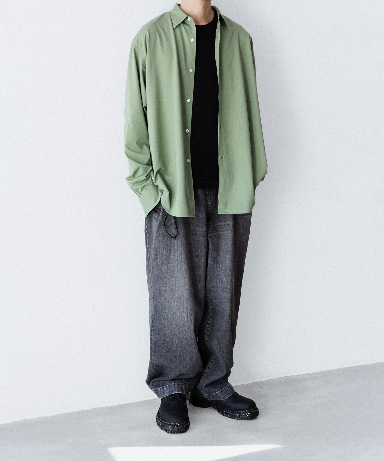 【ANTHEM A】WASHED DENIM NO-BRAINER PANTS - BLACK
