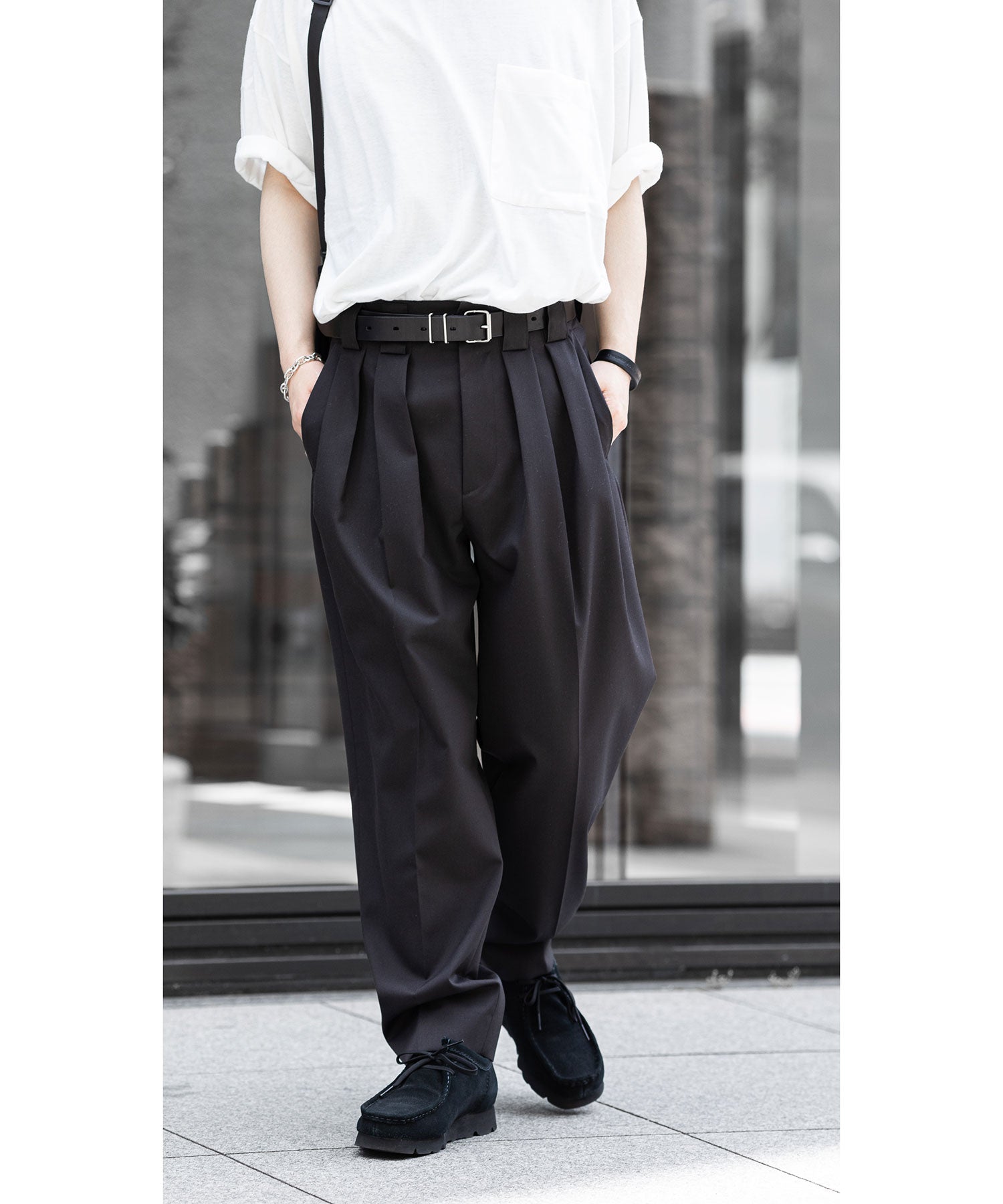 stein 23ss Double Wide Trousers チャコール L