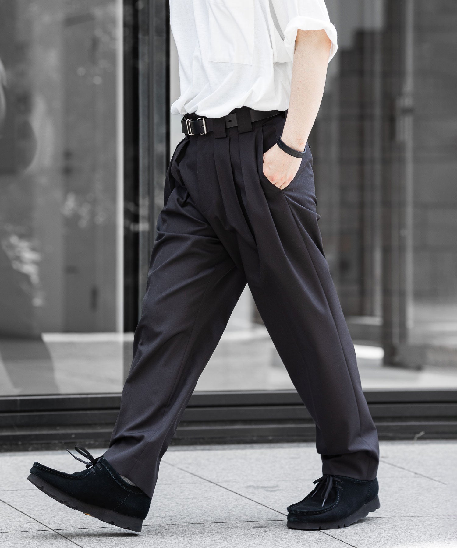 stein 23ss Double Wide Trousers BLACK | gulatilaw.com