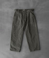 【INTÉRIM】USED WASHED HEAVY PIMA TWILL FRENCH AIR FORCE MECHANIC PANTS - U.OLIVE