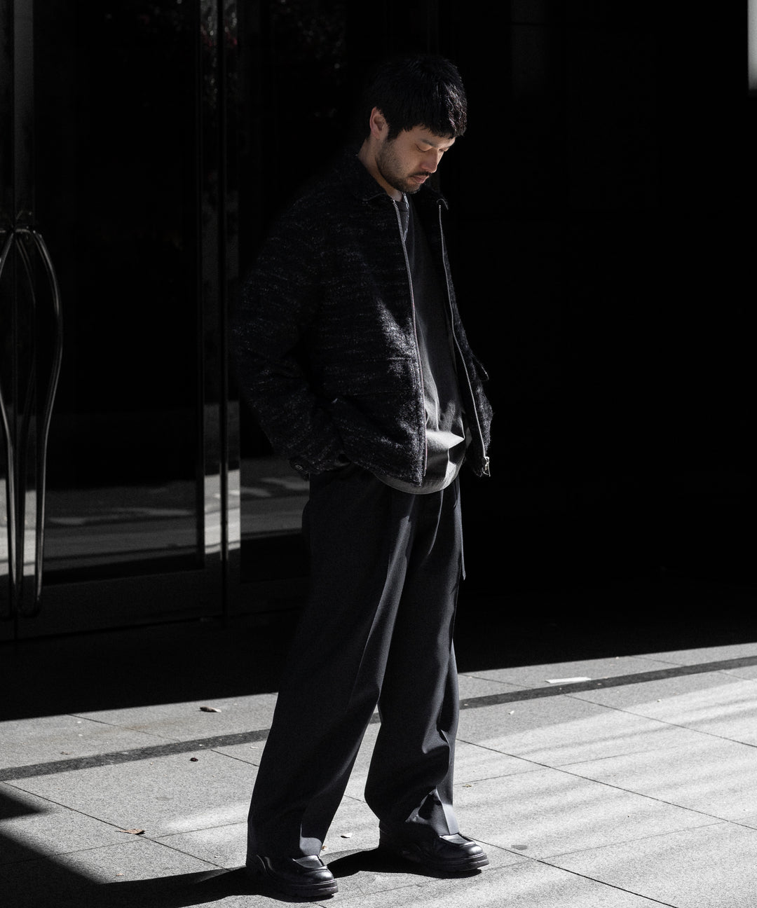 【ssstein】BELTED WIDE TROUSERS - BLACK