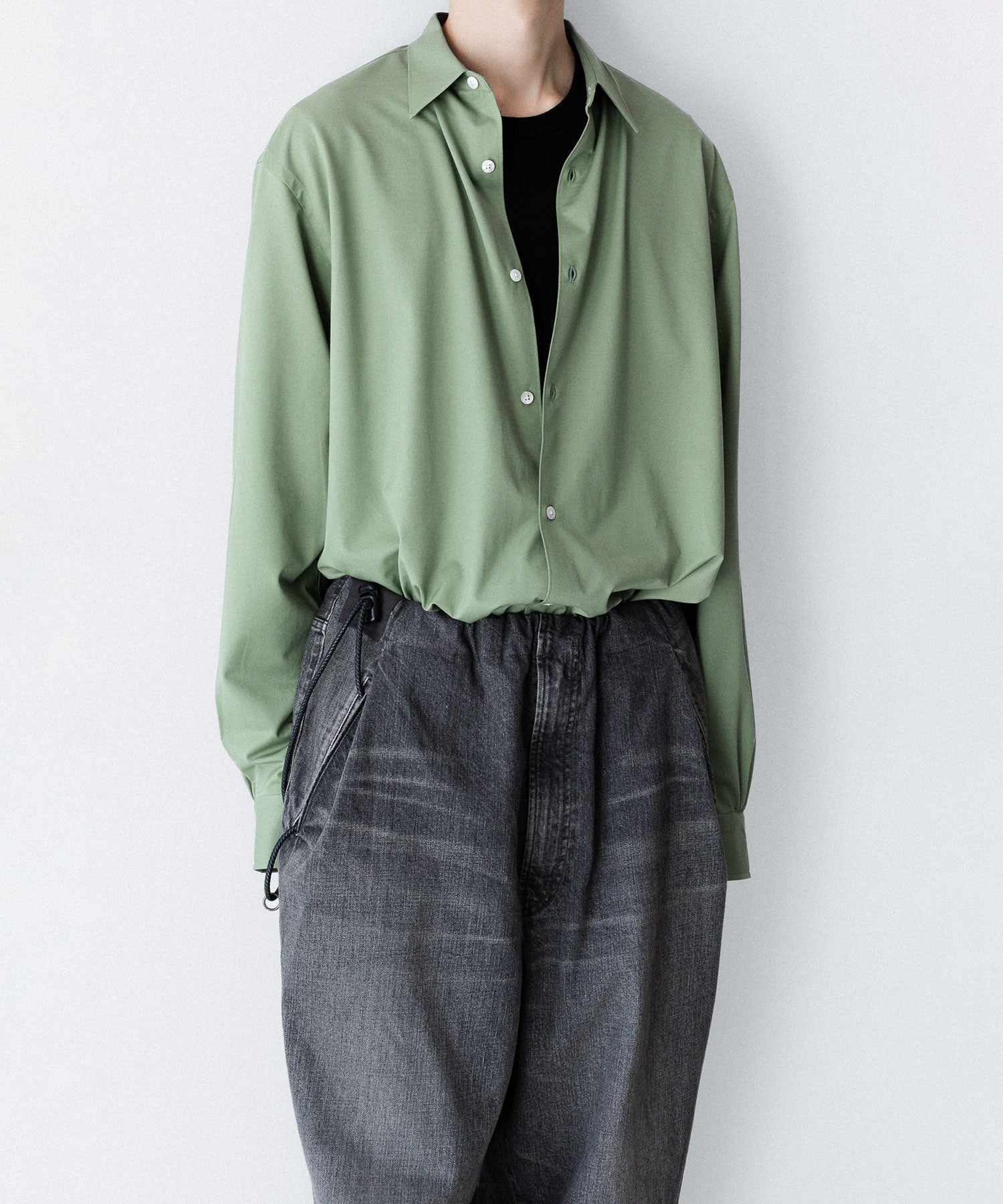 【ANTHEM A】WASHED DENIM NO-BRAINER PANTS - BLACK