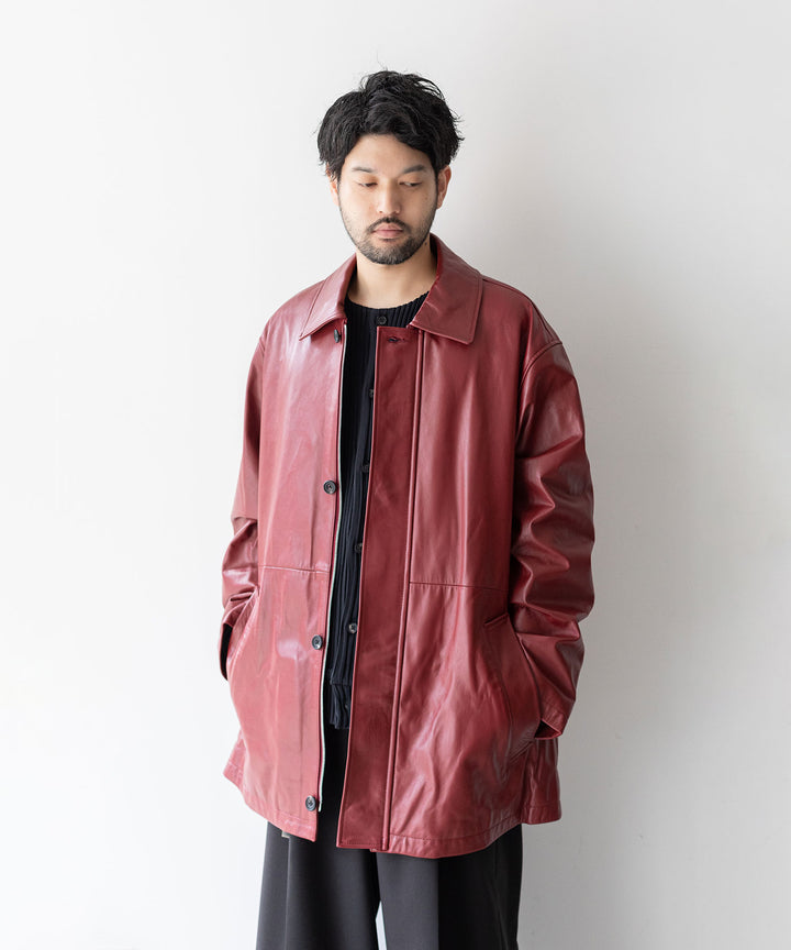 【stein】LEATHER ZIP JACKET - WINE