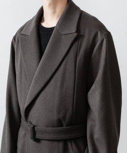 ssstein / シュタイン】OVERSIZED MAXI-LENGTH PEAK LAPEL COAT - GREY