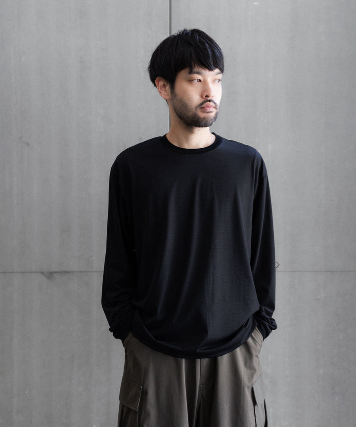 【KANEMASA PHIL.】36G WOOL L/S TEE - BLACK