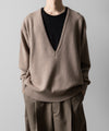 【ssstein】EXTRA FINE WOOL KNIT DEEP V NECK LS - BEIGE